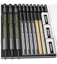 Four Candies 2MM Mechanical Pencil Set with case, Artist Led Pencil Metal Lead Holder with 60PCS Graphite Lead Refill (HB, 2H, 2B, 4B, Color) Kneaded Eraser, Sharpener for Writing, Drawing, Sketching