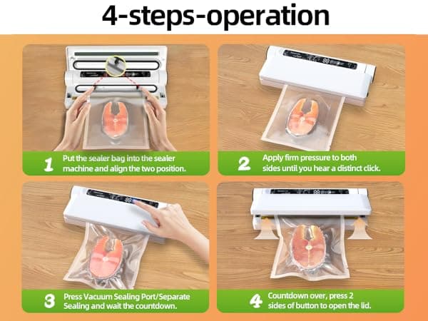 Food Vacuum Sealer Machine, 75KPA Strong Suction, Dry/Wet Modes, 20 Vacuum Seal Bags for Food, Digital Countdown Timer, Compact Lightweight, Ideal for Home Kitchen Use