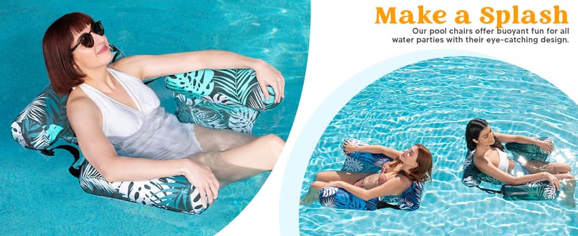 SLOOSH Inflatable Pool Floats Adult,2 Packs Floating Lounge Chairs,Blow up Pool Noodles for Adult Heavy Duty,Floating Chair for Party Summer Water Beach Lake Fun