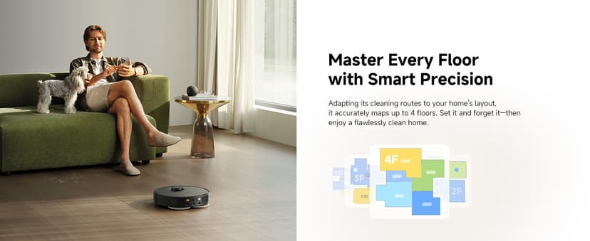 DREAME L40 Ultra Gen 2 Robot Vacuum and Mop with 25,000Pa Suction, Extendable Side Brush and Mop, All-in-One Self-Emptying & Cleaning Dock, Voice & App Control, Black