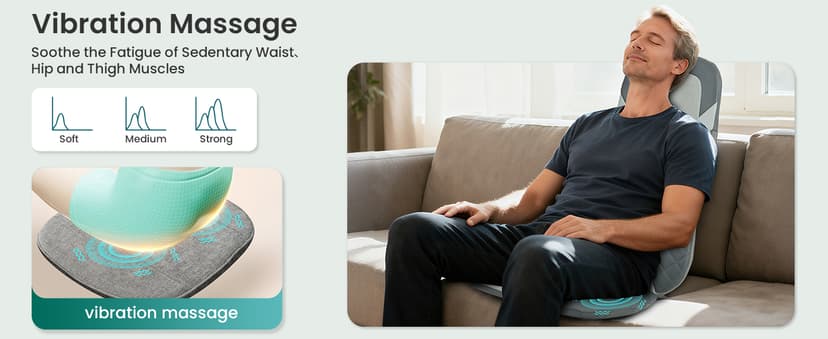 Snailax Shiatsu Back Massager with Heat,Full Back Massager for Pain Relief Deep Tissue,Longer Massage Chair Pad,Back Kneading Shiatsu or Rolling Massage for Chair