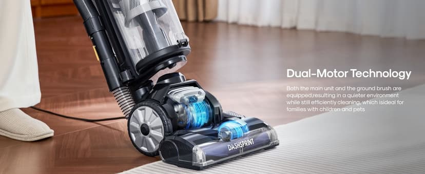 Eureka Upright Vacuum Cleaner for Carpet and Hard Floor,Powerful Vacuum with Dual Cyclone Suction,Swivel Steering,Anti-Tangle,Large Dust Cup,NEU612BL, Blue