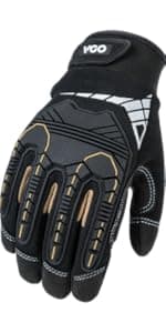 Vgo... -4℉ or above Winter Waterproof High Dexterity Heavy Duty Mechanic Glove, Anti-vibration, Anti-abrasion, Touchscreen (1 Pair,L,Brown,GA8954FW)