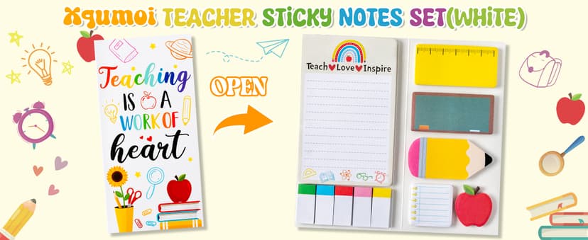 Xqumoi Teaching is A Work of Heart Sticky Notes Set Blackboard Self-Stick Note Pads Teacher Appreciation Gift Writing Memo Pads School Office Supplies