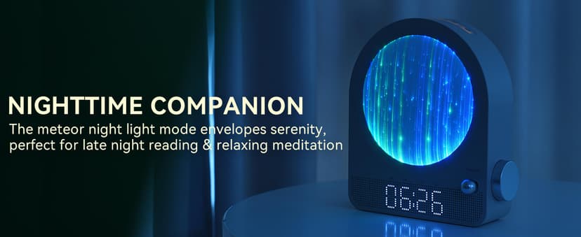 Vivilumens Sound Machine Alarm Clock, Gentle Sunrise Wake Up Light Alarm Clock for Heavy Sleepers Adults, Dimmable Night Light & RGB Meteors Lights Mode, 10 Natural Sounds, Great Gifts for Her