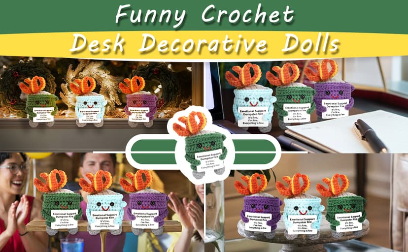 Appreciation Gifts for Her Emotional Dumpster Crochet Fire, Knitting Dumpster Doll, Funny Cheer Up Gag Gifts for Friends Birthday (Purple)