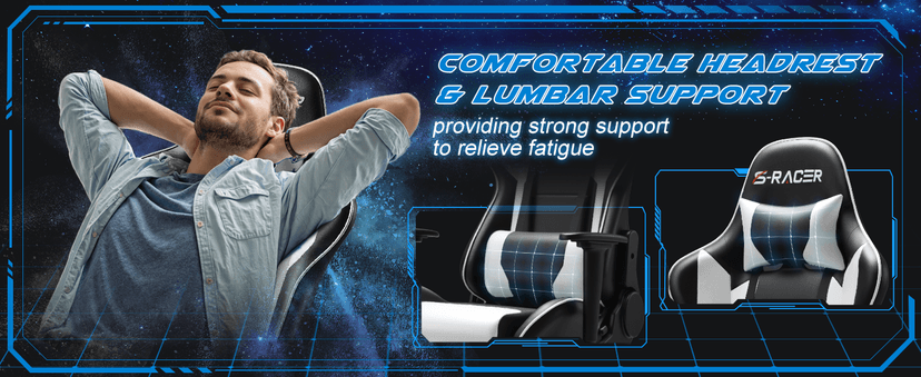 Homall Gaming Chair, Office Chair High Back Computer Chair Leather Desk Chair Racing Executive Ergonomic Adjustable Swivel Task Chair with Headrest and Lumbar Support (White)