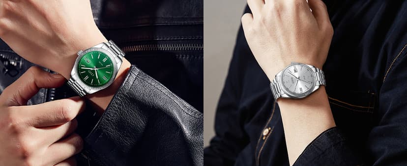 CIVO Analog Mens Watches Silver: Wrist Watches with Date Easy to Read - Dress Stainless Steel Watch for Men Gifts for Husband Father at Birthday Anniversary