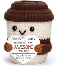 Thank You Gifts for Coworkers Teacher Nurse Employee Christmas Farewell Appreciation Office Desk Decor Mini Coffee Lover Gift Appreciation Gift for Women Men Coworkers Thank You Gift Crochet Coffee Cup B0FQTJYVLP