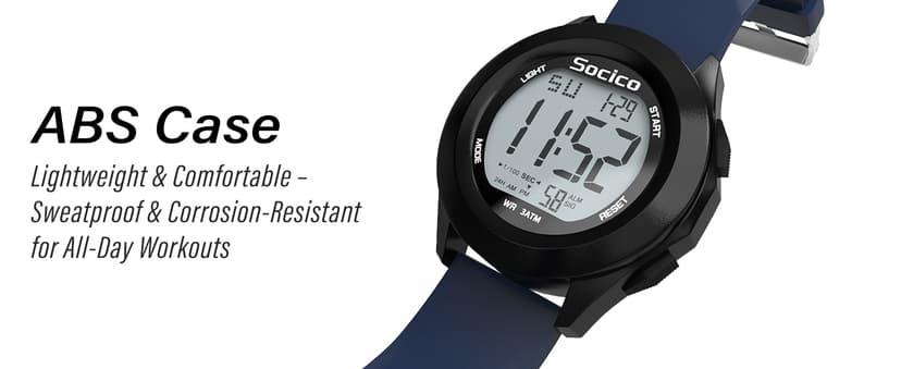 SOCICO Mens Digital Watch Sports Waterproof Outdoor Large Face Military Watches with Stopwatch Back Light Alarm Date Display