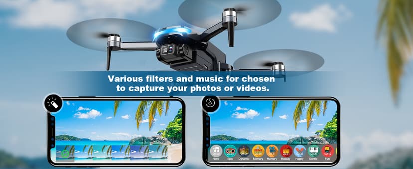 GPS Drone with Camera, 2K HD Drones for Adults, Foldable FPV Drone with GPS Auto Return, Follow Me, Circle Fly, Waypoint Fly, 5G Transmission, Gestures Selfie, Brushless Motor, 2 Batteries, Charcoal