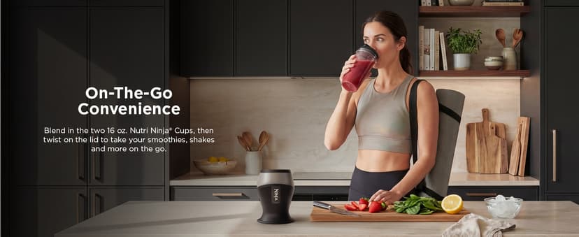 700-watt base blends smoothies, shakes & frozen drinks. (2) 16-oz to-go cups w/ spout lids. Dishwasher safe. Ninja Fit Compact Personal Blender, 700W, (2) 16oz Cups, QB3001SS B01FHOWYA2
