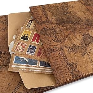 Our Adventure Book Travel Diary Photo Book,Scrapbook, Photo Album,Retro Style Travel Souvenir, Vintage Guestbook DIY Anniversary Wedding Travel Writing Baby Friend Gift, Heartfelt Present(Ball)