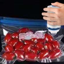 Reusable BPA Free Vacuum Sealer Bags (8.5 * 8.5in), 31 Pcs (24 Pcs Vacuum Zipper Bag & 2 Seal Clips & 5 Air Valves), Plastic, Clear, Double Zipper Seal, Microwaveable, Food Storage, Cooking