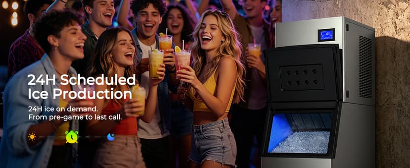 22" Commercial Nugget Ice Maker Machine 420LBS/24H with 350LBS Storage Bin, Nugget Ice Style, Air Cooled Powerfull Compressor, Industrial Nugget Ice Machine for Business