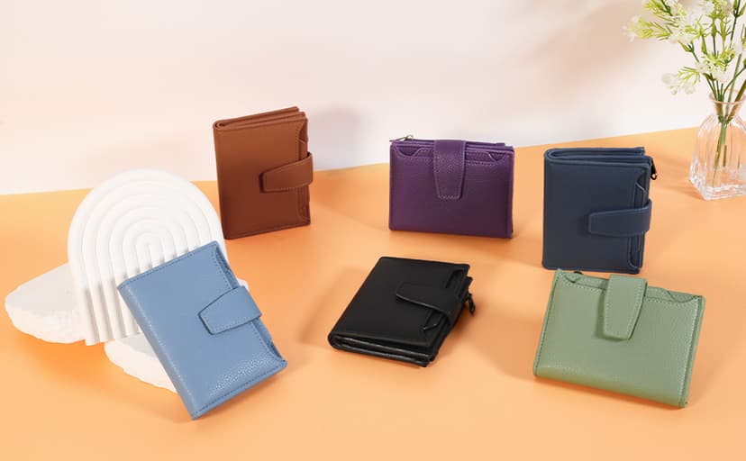 Airkit Small Wallet Women RFID Blocking Soft Leather Bifold Compact Card Holder Wallet for Women with Zipper Coin Pocket 4 ID Window