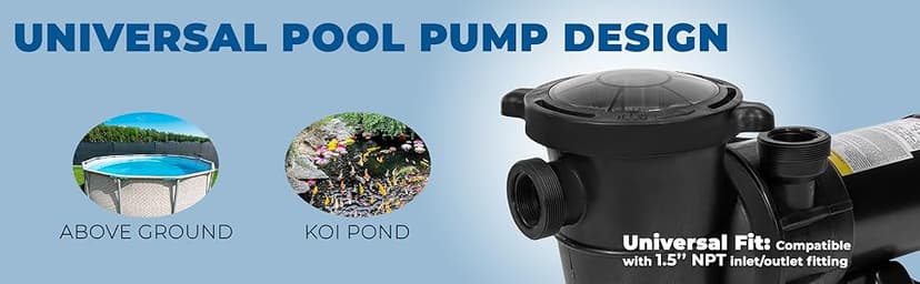 XtremepowerUS 1.5HP Above Ground Swimming Pool Pump 2-Speed Pump Spa 1.5" inch High Flow Dual Speed Self Filter Basket w/ Pool Hose Adapter