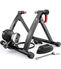 Sportneer Bike Trainer - Magnetic Stationary Bike Stand for 26-28" & 700C Wheels - Adjustable 6 Level Resistance Bike Trainer Stand for Indoor Riding with Quick Release Lever & Front Wheel Riser Block