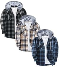 Big Tall, with Pocket, Adjustable Cuffs, Machine Wash, Business,Work, Office, Vacation, Graduation, Wedding, Party, Daily ZITY Men's Flannel Hoodie Shirts Casual Button Down Long Sleeve Plaid Shirt B0BB2JC2QX