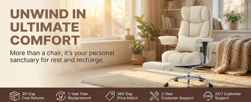 Efomao Executive Office Chair, Soft-Cushioned Computer Chair with Foot Rest, Fabric Home Office Desk Chairs, Big and Tall Office Chairs, Grey