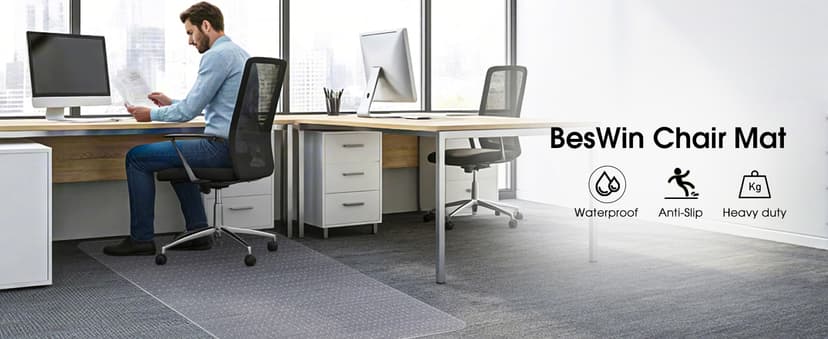 Office Chair Mat for Carpets, Clear Computer Desk Chair Mat for Low Carpeted Floors, Thick and Sturdy Carpet Protector, Easy Glide and Flat Without Curling (30" x 48" Rectangle)