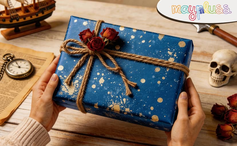 MAYPLUSS Navy Blue Wrapping Paper Roll, Reversible Gold gift Wrap with 3D Snowflake for Mens Boys Birthday Gift Wrap Graduation Fathers Day Anniversary Engagement 17 Inch x 16.5 Feet B0GHYHRJNY