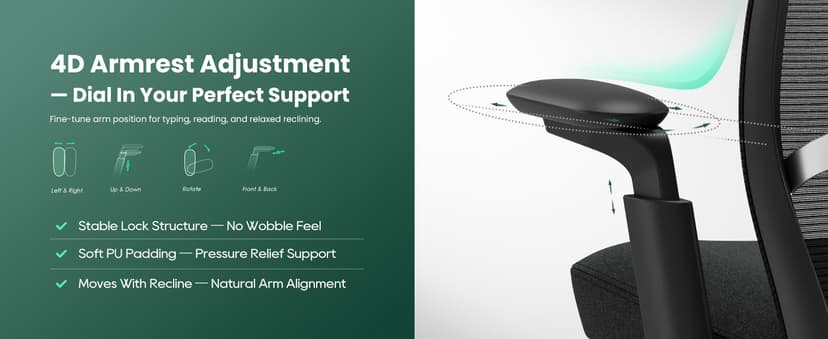 COLAMY Office Chair for Long Hours, Easy Wire-Control Desk Chair with Sliding Seat Depth & Thick Padded Lumbar Support, Heavy Duty 300 LBS High Back Mesh Computer Chair for Home Workstation,Black
