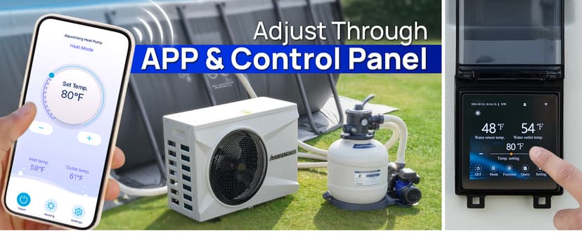 AQUASTRONG Inverter Swimming Pool Heat Pump,Pool Heater for Above Ground and Inground Pool Heating and Cooling Pool Heater, Smart WiFi Control Pools Up to, 7000 Gallons