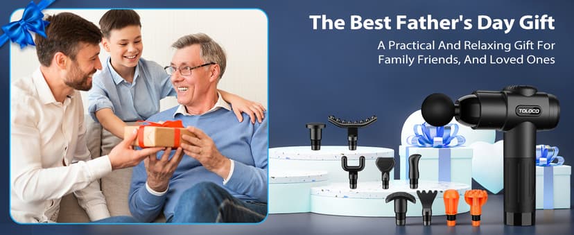 TOLOCO Massage Gun, Deep Tissue Back Massage for Athletes for Pain Relief, Percussion Massager with 10 Massages Heads & Silent Brushless Motor, Gifts for Fathers Day, Black