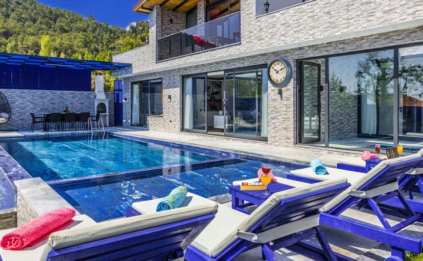 12 Inch Outdoor Clock with Thermometer and Hygrometer Combo, Waterproof Indoor Outdoor Wall Clocks for Patio, Pool, Garden, Bathroom Decor- Blue