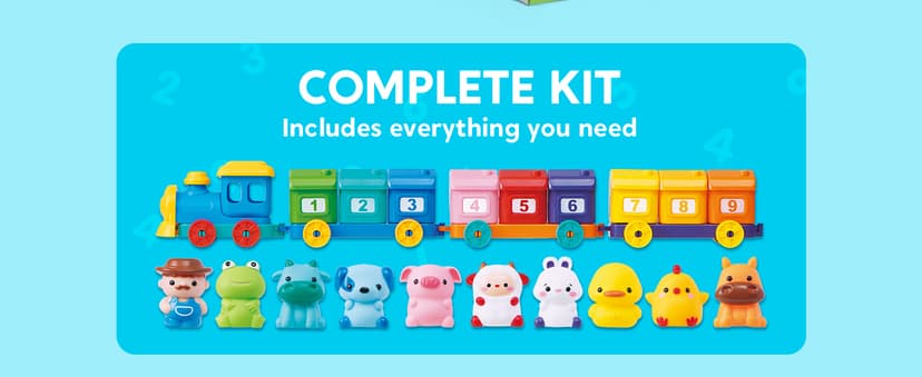 Play-Act Learning Toys for 1 2 3 Years Old, Counting, Matching & Sorting Montessori Learning Farm Train Including 9 Farm Animals, Birthday Gift for Baby Boys Girls B0CYT85XT6