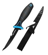 FLISSA Fillet Knife Set, Boning Knife & Bait Knives with Sharpener, Protective Sheath, Belt Clip, Non-Slip Handle, Portable Pouch & Corrosion Resistant Coating Blade, for Fresh or Saltwater (4-Piece)