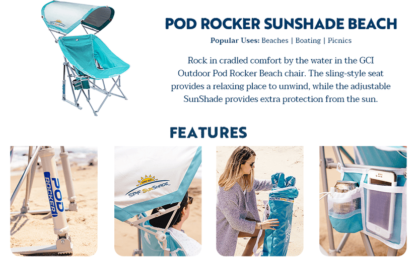 GCI Outdoor Waterside Pod Rocker Outdoor Rocking Chair with Sunshade Canopy