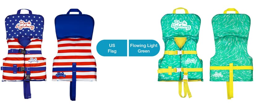 Dark Lightning USCG Approved Infant Life Jacket 0-30 lbs, Toddler Swim Vest and Baby Life Vest for 1-3 Years, 20-30 lbs, Headrest, Leg Strap and Grab Handle