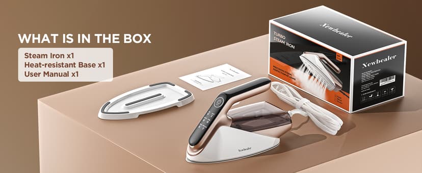 Newbealer Steam Generator Iron, 1500W Turbo Steamer for Clothes, 2 Bar Pressure Clothes Iron, 4 Steam & 4 Dry Heat Modes, Fast Heat-Up, 350ml Detachable Tank, Auto-Off, Self-Cleaning (Gold)