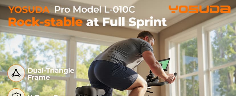 YOSUDA PRO Magnetic Exercise Bike 350 lbs Weight Capacity - Indoor Cycling Bike Stationary with Comfortable Seat Cushion, Silent Belt Drive 010C