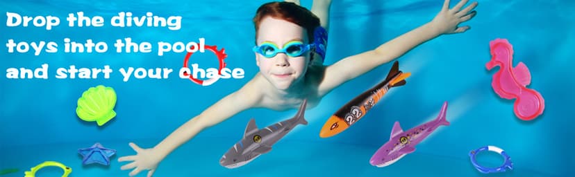 Summer Pool Diving Swimming Toys for Kids, Fun Swim Games Sinking Set, Underwater Dive Gifts with Storage Bag Include Torpedo Gems Shark Rings Sea Animals for Boys Girls Toddlers 20 Packs