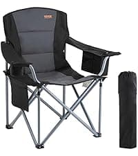 VEVOR Folding Beach Chair, High Back Camping Chairs for Adults, with Cup Pocket, Mesh Back, Carry Bag, Portable Extra Wide Seat Chair 330 lbs Heavy Duty Support, for Outdoor, Camp, Light Blue