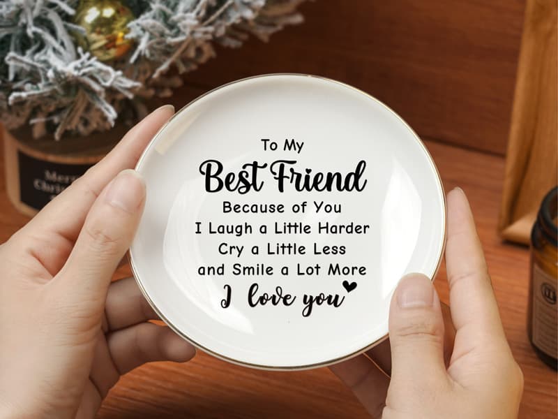 Friendship Gifts for Women Best Friend - Ceramic Jewelry Dish Tray Presents for Female Firends Bestie Sister Coworkers Birthday Mothers Day