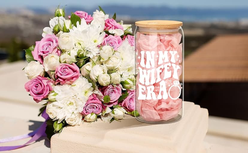Bridal Shower Gift - Cute Cool Wedding Day Idea for Bride to Be, Future Mrs, Bachelorette - In My Wifey Era Glass Cup Tumbler B0D53X13TP