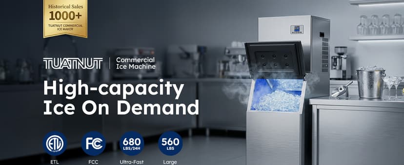 Commercial Ice Maker Machine, 680 LBS/24H with 560 LBS Storage, ETL Approval Industrial Ice Machine, 210 Ice Cubes in 5-15min, Self-Cleaning Stainless Steel Ice Maker for Business Restaurant Hotel