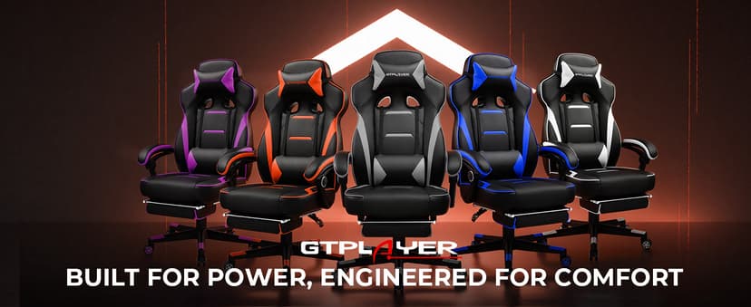 GTPLAYER Gaming Chair for Adults, Big and Tall 350LBS Heavy Duty Office Chair, Ergonomic High Back Lumbar Support and Recliner for Back Pain Relief, Sky Gray