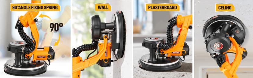 Electric Drywall Sander, 950W Drywall Power Sander with Vacuum Dust Collector, Variable Speed 800-2100RPM, LED Light, Dustless Wall Sander for Drywall, Popcorn Ceiling, Corner etc