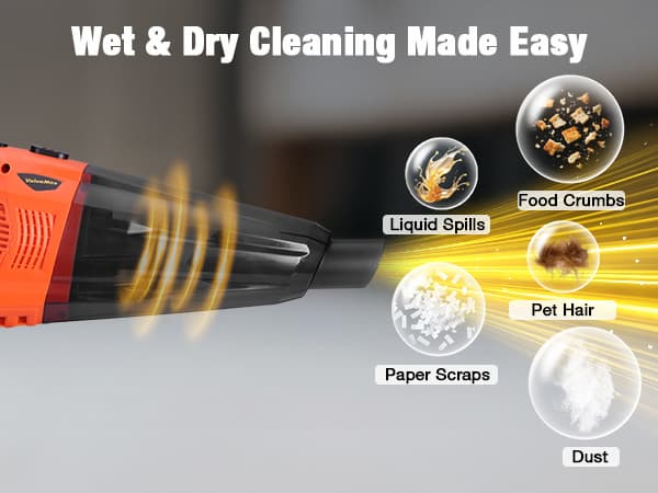 ValueMax Cordless Handheld Vacuum, Portable Vacuum Cleaner Dry/Wet Suction with 20V Rechargeable Battery and Multi-Nozzles for Car, Home and Pet Hair Cleaning(Battery Included)