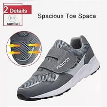 LEADER SHOW Women's Elderly Casual Comfort Walking Shoe Safety Flats Non-Slip Hook & Loop Sneakers