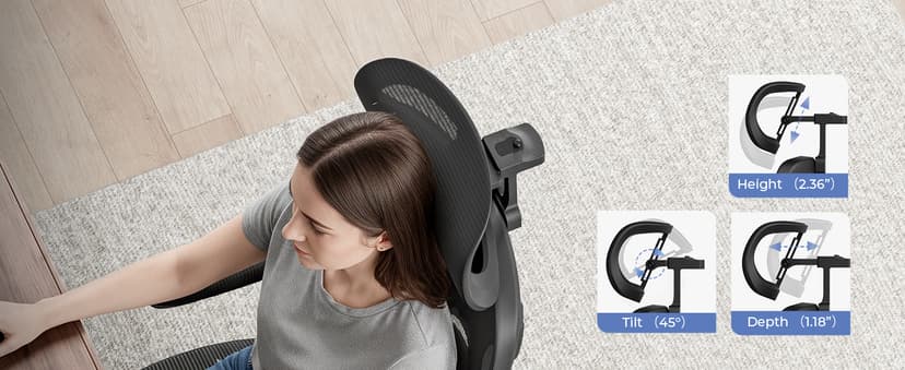 Ergonomic Office Chair with Headrest, Lumbar Support, Flip-Up Armrests, Thick Memory Foam Seat - 350lbs Capacity, Adjustable Height for Big & Tall, Perfect for Home Office Studios