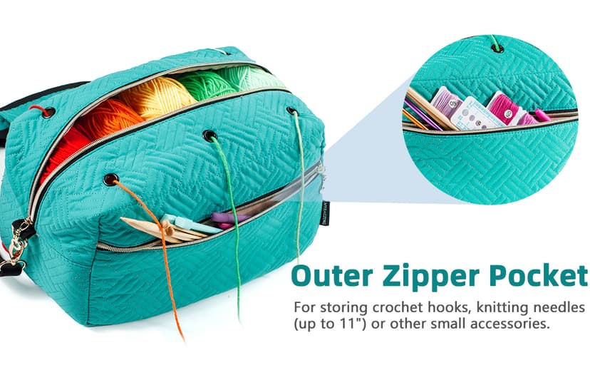Crochet Bag Organizer - Knitting Bag - Yarn Storage Organizer - Yarn Bag for Crocheting - Yarn Holder for Crochet Accessories, Knitting Needles, Crochet Hooks, Crocheting & Knitting Gifts,