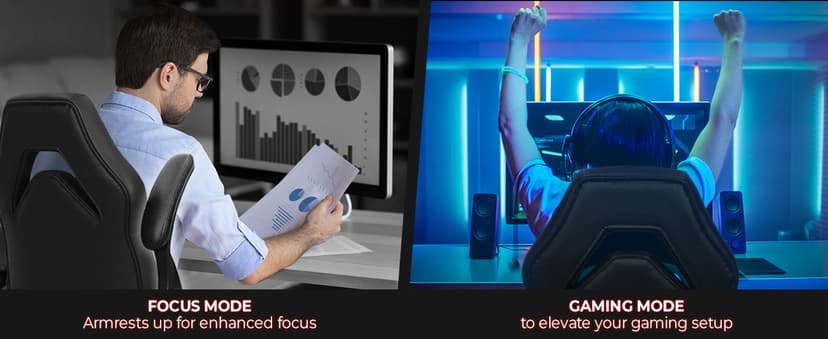 N-GEN Video Gaming Chair Ergonomic Computer Desk Office Chair with Lumbar Support Adjustable Height Swivel Wheels Flip-Up Arms PU Leather Home and Office (Black)