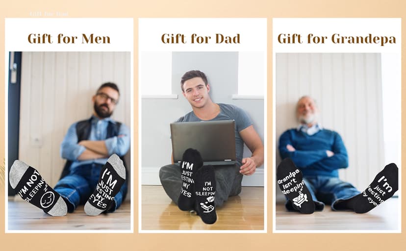 Dealswin Birthday Gifts for Men Dad Fathers Him Husband, I'm Not Sleeping I'm Just Resting My Eyes Socks