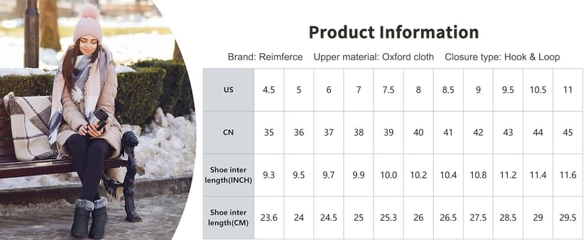 Reimferce Womens Snow Boots for Winter: Comfortable & Warm for All Day Wear - Waterproof Non Slip Booties for Commute Outdoor Walking